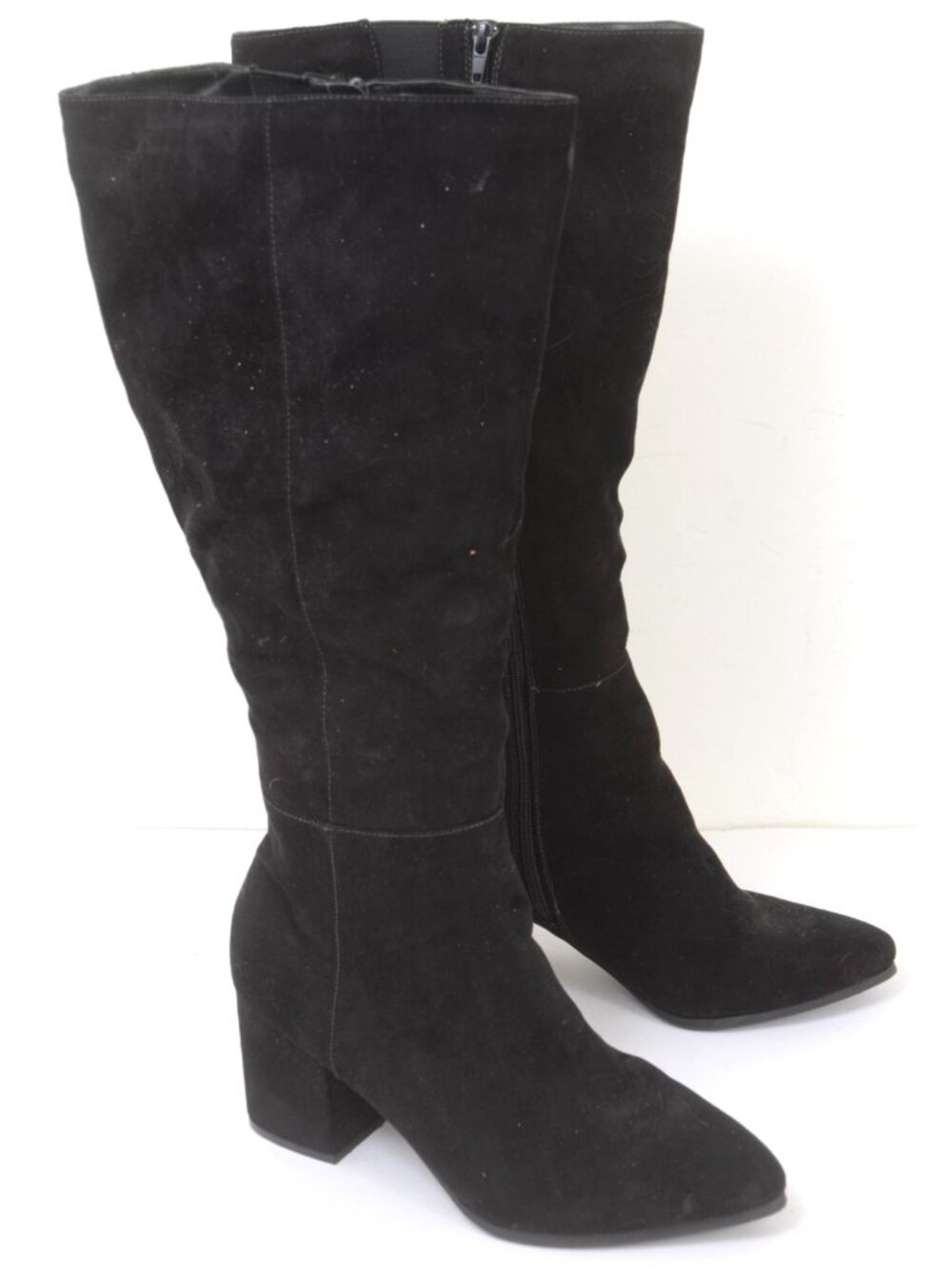Lane Bryant Women's 10 Knee High Tall Pointy Toe Vegan Suede Dressy Boots Black
